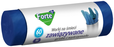 Forte+ worki na śmieci LDPE zawiązywane 60l / 16 sztuk