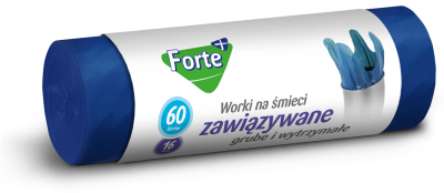 Forte+ worki na śmieci LDPE zawiązywane 60l / 16 sztuk