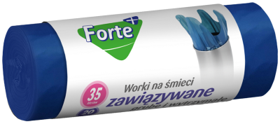 Forte+ worki na śmieci LDPE zawiązywane niebieskie 35l / 20 sztuk