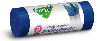 Forte+ worki na śmieci LDPE zawiązywane niebieskie 35l / 20 sztuk