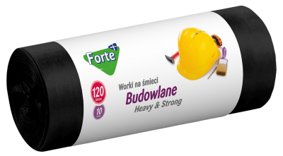 Forte+ worki na śmieci budowlane LDPE czarne 120l / 10 sztuk