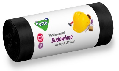 Forte+ worki na śmieci budowlane LDPE czarne 120l / 10 sztuk