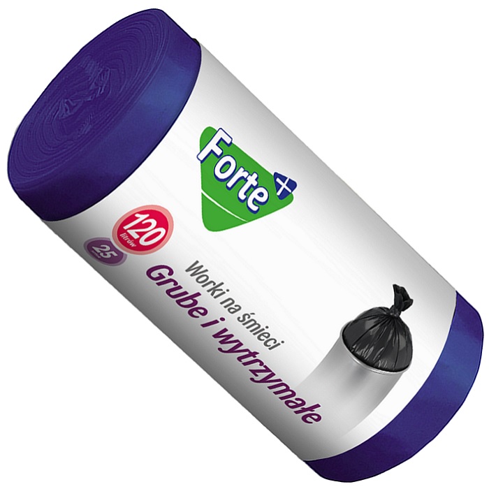 Forte+ Optima worki na śmieci LDPE niebieskie 120l / 25 sztuk