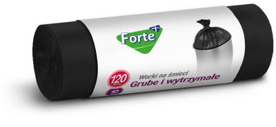 Forte+ Optima worki na śmieci LDPE czarne 120l / 10 sztuk