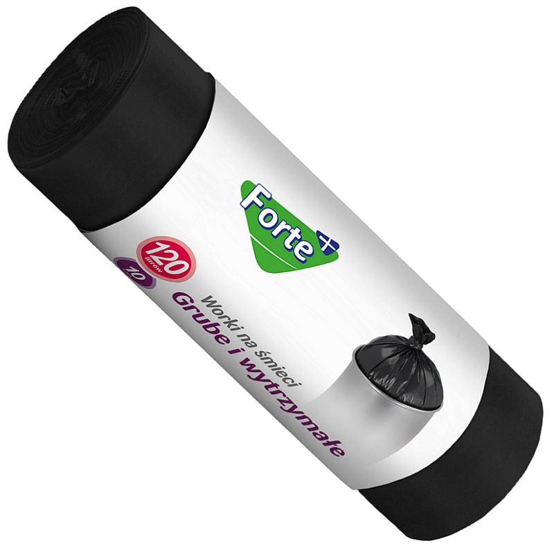 Forte+ Optima worki na śmieci LDPE czarne 120l / 10 sztuk