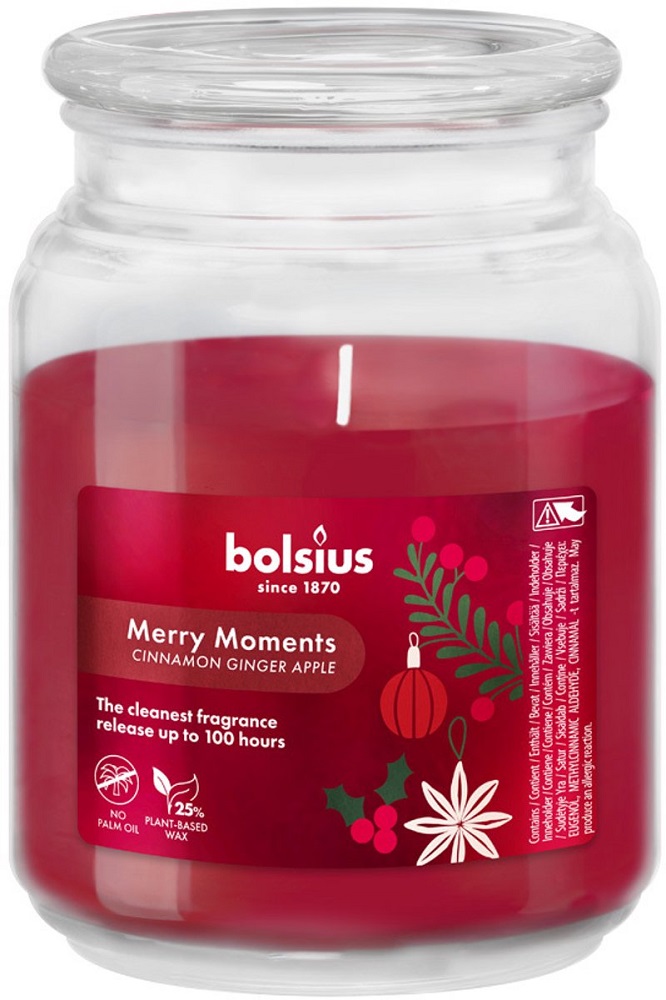 Bolsius Merry Moments zapachowa świeca świąteczna w szkle 135/100