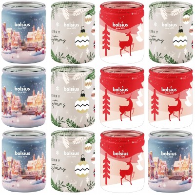 Bolsius świąteczna świeca zapachowa w szkle 82/68 tacka 12 sztuk mix zapachów