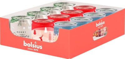 Bolsius świąteczna świeca zapachowa w szkle 82/68 tacka 12 sztuk mix zapachów