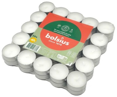 Bolsius podgrzewacze bezzapachowe białe 4 godzinne w stosie 50 sztuk