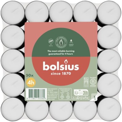 Bolsius podgrzewacze bezzapachowe białe 4 godzinne w stosie 50 sztuk