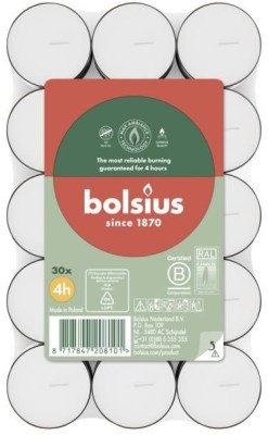 Bolsius podgrzewacze bezzapachowe białe 4 godzinne w stosie 30 sztuk