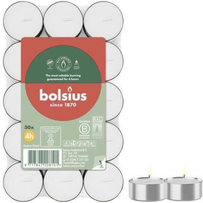 Bolsius podgrzewacze bezzapachowe białe 4 godzinne w stosie 30 sztuk