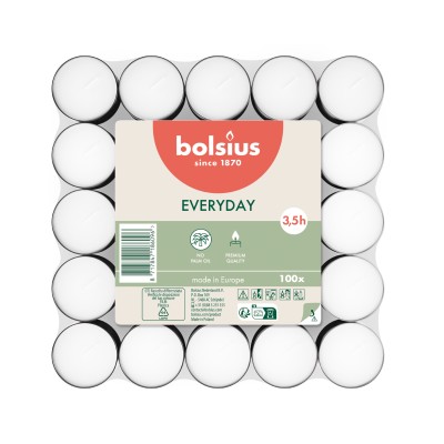 Bolsius Everyday Lites świeczki białe bezzapachowe 3,5h w stosie 100 sztuk