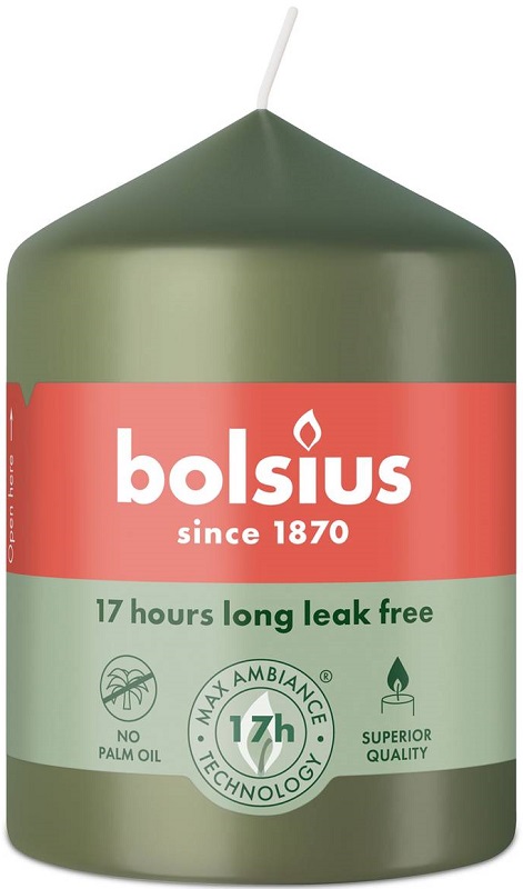 Bolsius Essentials Zielona Oliwka świeca pieńkowa 80/58mm