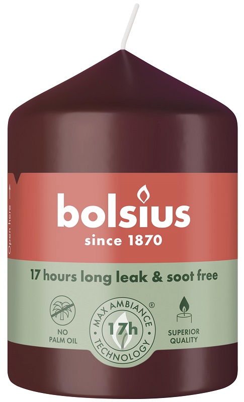 Bolsius Essentials Aksamitna Czerwień świeca pieńkowa 80/58mm