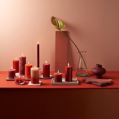 Bolsius Rustic Aksamitna Czerwień świeca stołowa 270/23mm - 9 sztuk