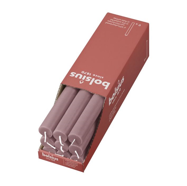 Bolsius Rustic Pudrowy Róż świeca stołowa 270/23mm - 9 sztuk