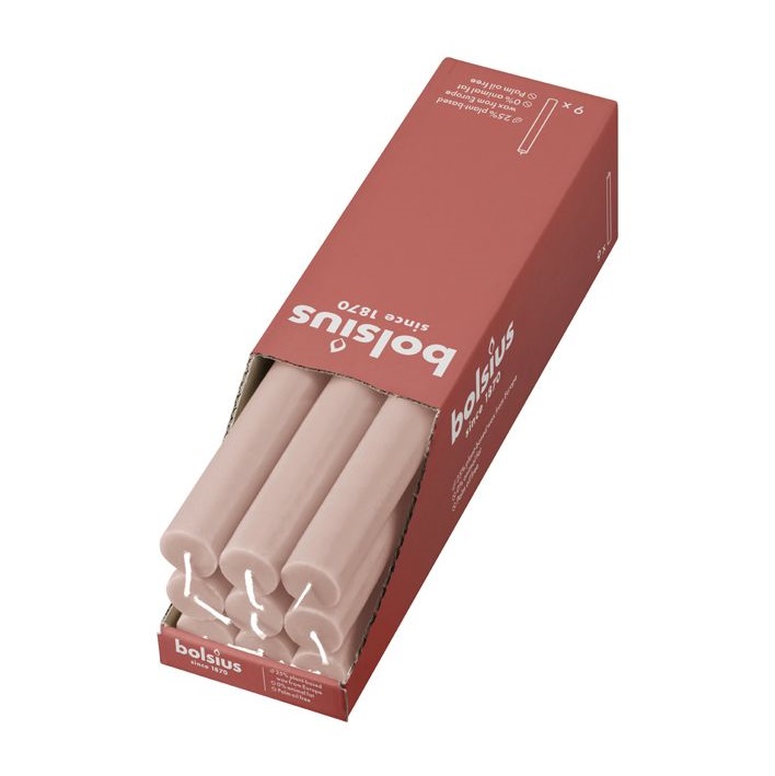 Bolsius Rustic Mglisty Róż świeca stołowa 270/23mm - 9 sztuk