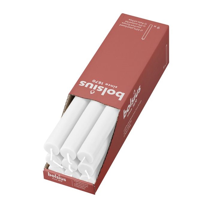 Bolsius Rustic Mroźna Biel świeca stołowa 270/23mm - 9 sztuk
