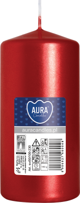 Bispol Aura sw50/100-230 Czerwony Metalik świeca walec 5x10cm - 20 godzin