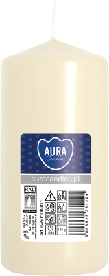 Bispol Aura sw50/100-011 Ecru świeca walec 5x10cm - 20 godzin