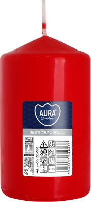 Bispol Aura sw60/100-030 Czerwona świeca walec 6x10cm - 30 godzin