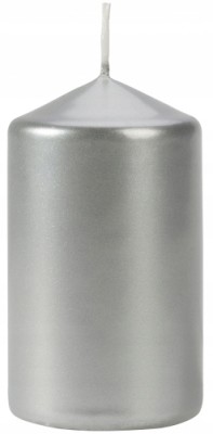 Bispol Aura sw60/100-271 Srebrny Metalik świeca walec 6x10cm - 30 godzin
