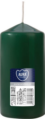 Bispol Aura sw60/120-060 Butelkowa Zieleń świeca walec 6x12cm - 38 godzin