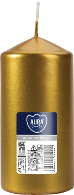 Bispol Aura sw60/120-213 Złoty Metalik świeca walec 6x12cm - 38 godzin