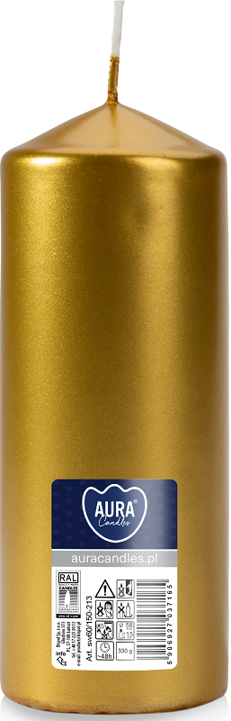 Bispol Aura sw60/150-213 Złoty Metalik świeca walec 6x15cm - 48 godzin