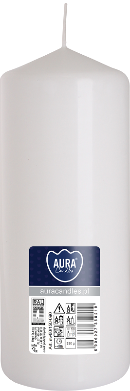 Bispol Aura sw60/150-090 Biała świeca walec 6x15cm - 48 godzin