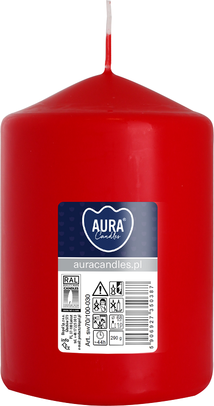 Bispol Aura sw70/100-030 Czerwona świeca walec 7x10cm - 44 godziny
