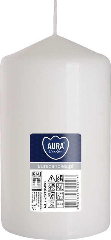Bispol Aura sw70/120-090 Biała świeca walec 7x12cm - 50 godzin