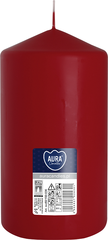 Bispol Aura sw80/150-036 Burgund świeca walec 8x15cm - 66 godzin
