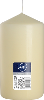 Bispol Aura sw80/150-011 Ecru świeca walec 8x15cm - 66 godzin