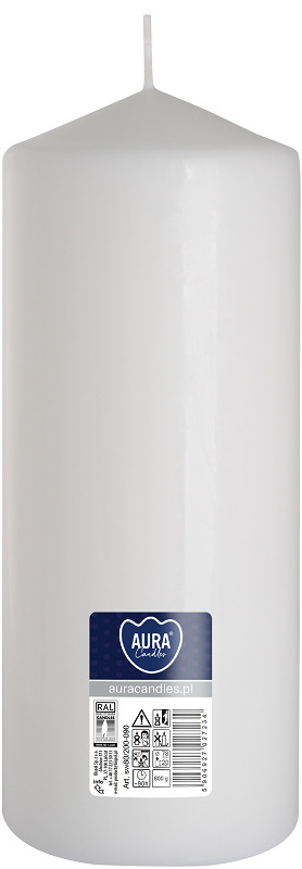 Bispol Aura sw80/200-090 Biała świeca walec 8x20cm - 90 godzin