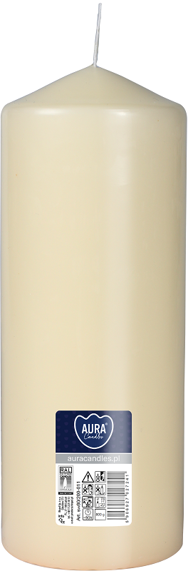 Bispol Aura sw80/200-011 Ecru świeca walec 8x20cm - 90 godzin
