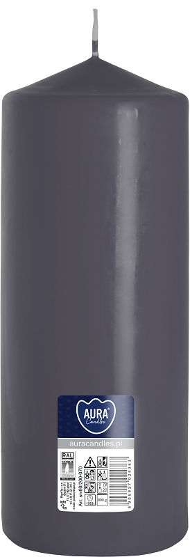 Bispol Aura sw80/200-070 Szara świeca walec 8x20cm - 90 godzin