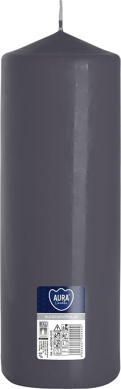 Bispol Aura sw80/250-070 Szara świeca walec 8x25cm - 160 godzin