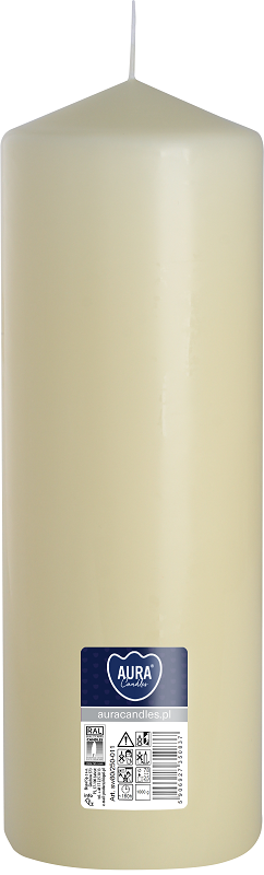 Bispol Aura sw80/250-011 Ecru świeca walec 8x25cm - 160 godzin