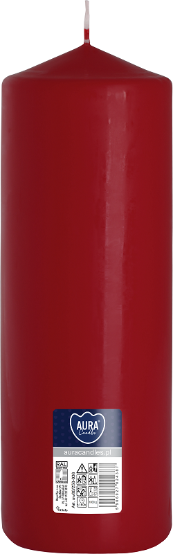 Bispol Aura sw80/250-036 Burgund świeca walec 8x25cm - 160 godzin
