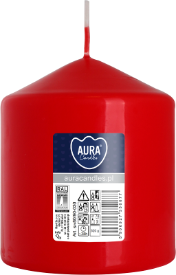 Bispol Aura sw80/90-030 Czerwona świeca walec 8x9cm - 38 godzin