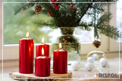 Bispol Aura sw40/60-230 Czerwony Metalik świece wotywne - 4 sztuki