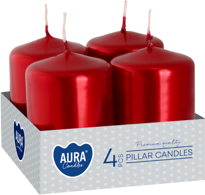 Bispol Aura sw40/60-230 Czerwony Metalik świece wotywne - 4 sztuki