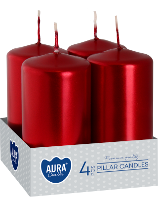 Bispol Aura sw40/80-230 Czerwony Metalik świece wotywne 4x8cm - 4 sztuki