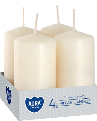 Bispol Aura sw40/80-011 Ecru świece wotywne 4x8cm - 4 sztuki
