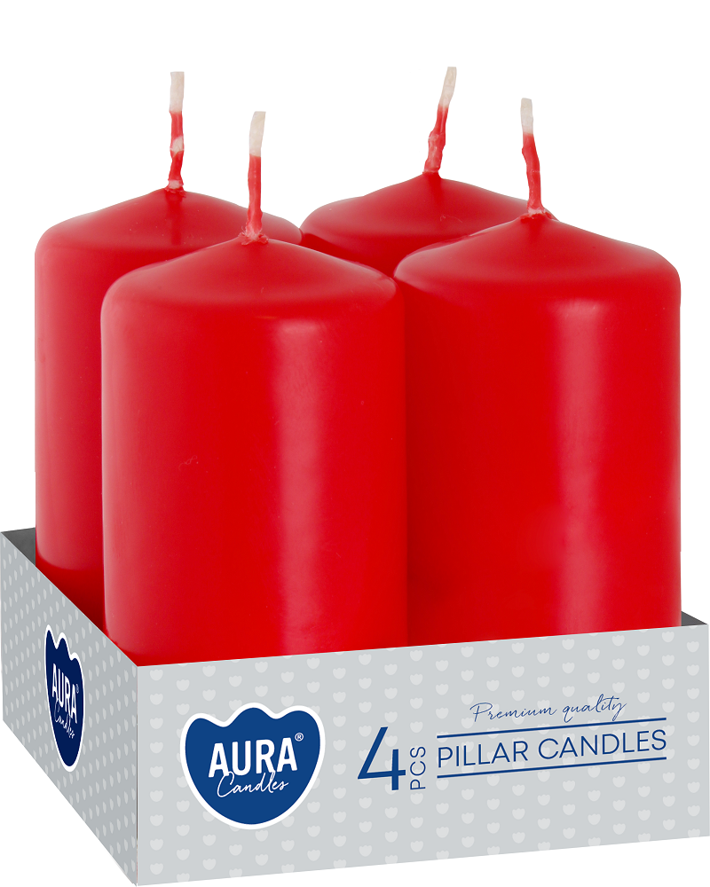 Bispol Aura sw40/80-030 Czerwone świece wotywne 4x8cm - 4 sztuki