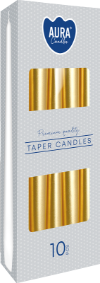 Bispol Aura s30-213 ZŁOTY METALIK świeca stołowa stożek - 10 sztuk