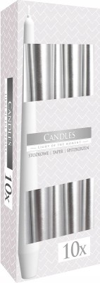 Bispol Aura s30-271 SREBRNY METALIK świeca stołowa stożek - 10 sztuk