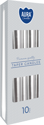 Bispol Aura s30-271 SREBRNY METALIK świeca stołowa stożek - 10 sztuk